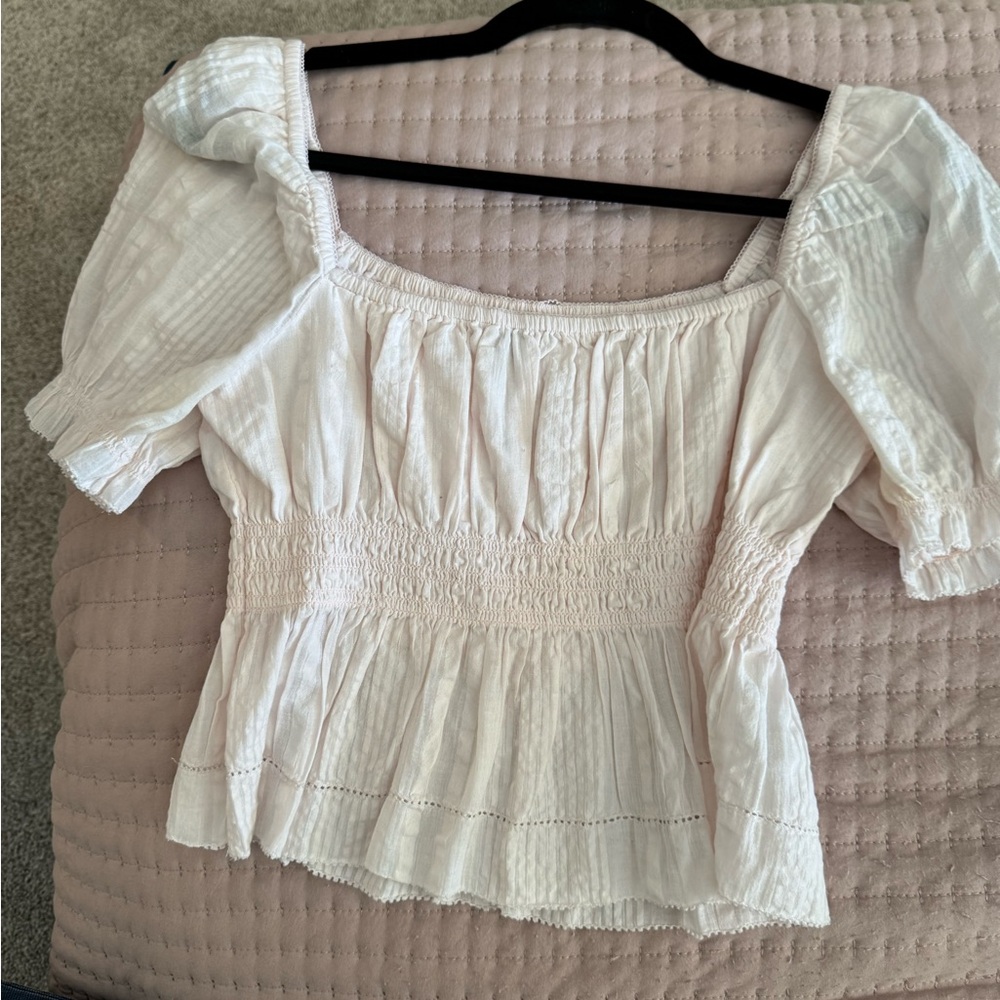 Sunday Best Cream Smocked Blouse - Picture 2 of 3